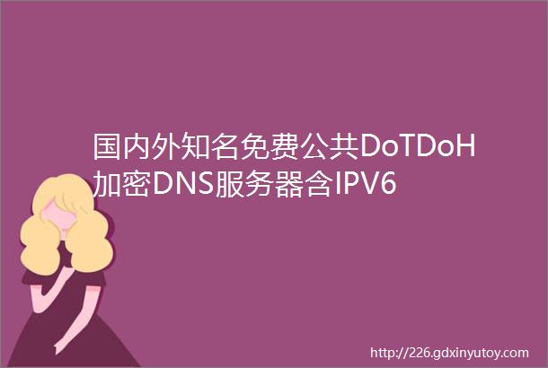 国内外知名免费公共DoTDoH加密DNS服务器含IPV6