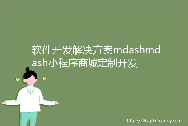 软件开发解决方案mdashmdash小程序商城定制开发